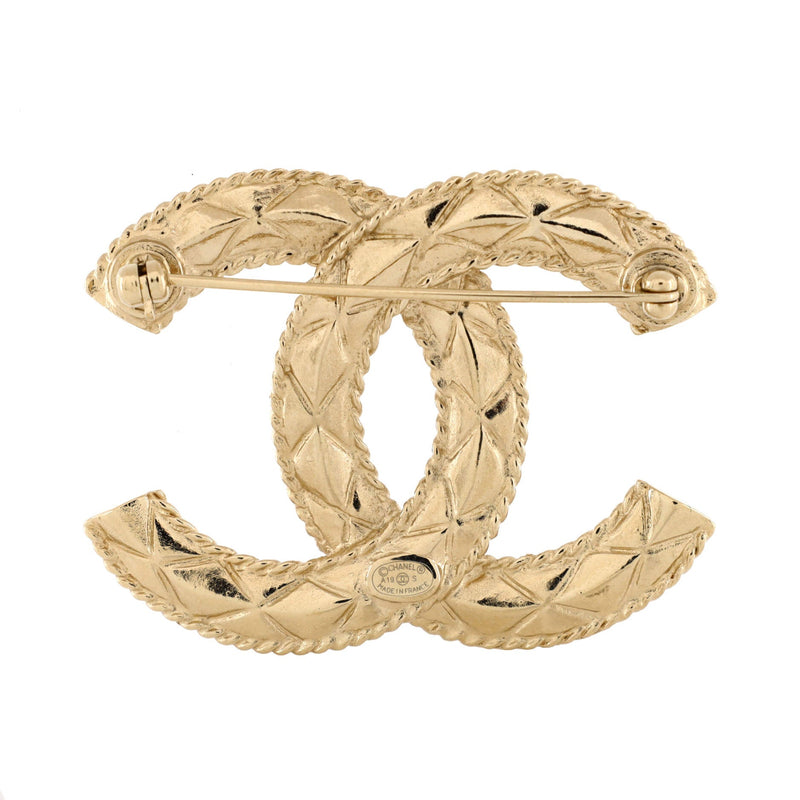 Cc Brooch Metal With Crystals And Faux