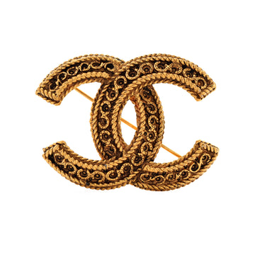 Vintage Cc Brooch Textured Metal