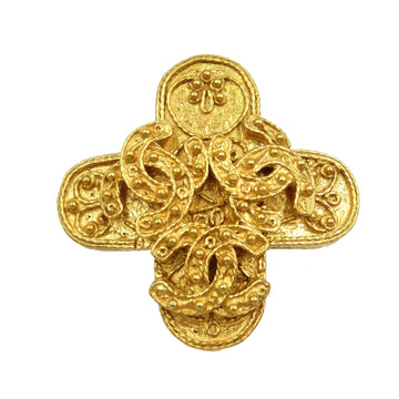 Chanel Cc Logo Brooch Gold-Tone Metal
