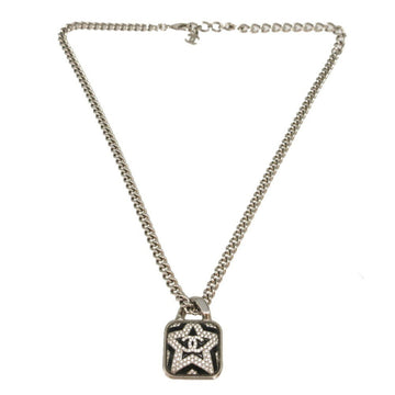 Cc Logo Star Pendant Necklace Silver-