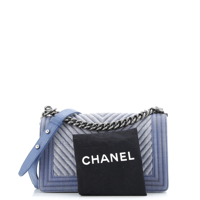 Boy Flap Bag Chevron Denim Old Medium