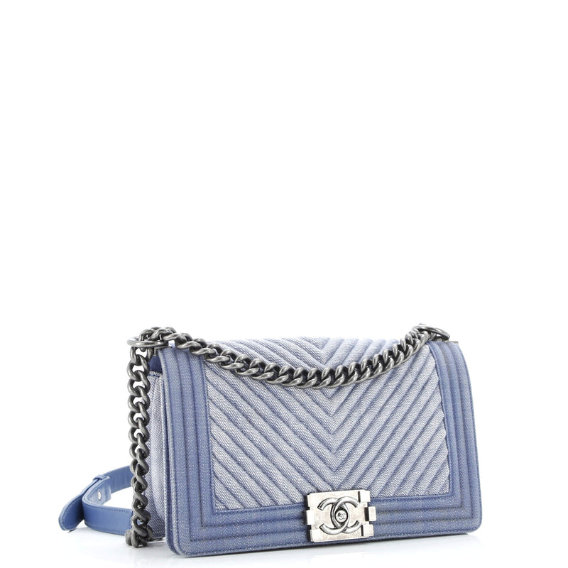 Boy Flap Bag Chevron Denim Old Medium