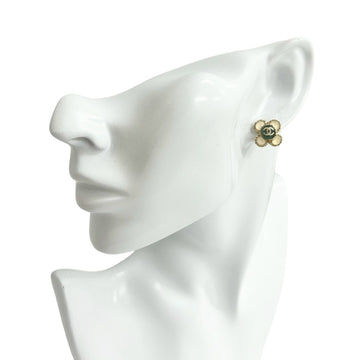 Cc Logo Flower Earrings Metal Gold-Tone