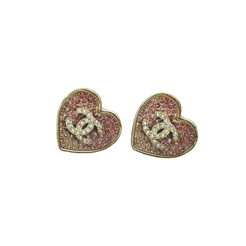 Cc Logo Heart Earrings Gold-Tone Metal