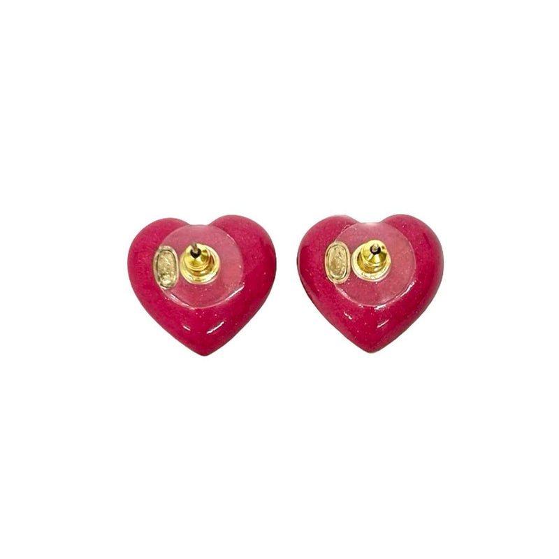 Cc Logo Heart Earrings Gold-Tone Metal
