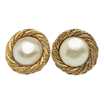 Clip-On Earrings Pearl Gold-Tone