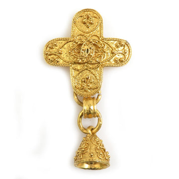 Chanel Cc Logo Brooch Gold-Tone Metal