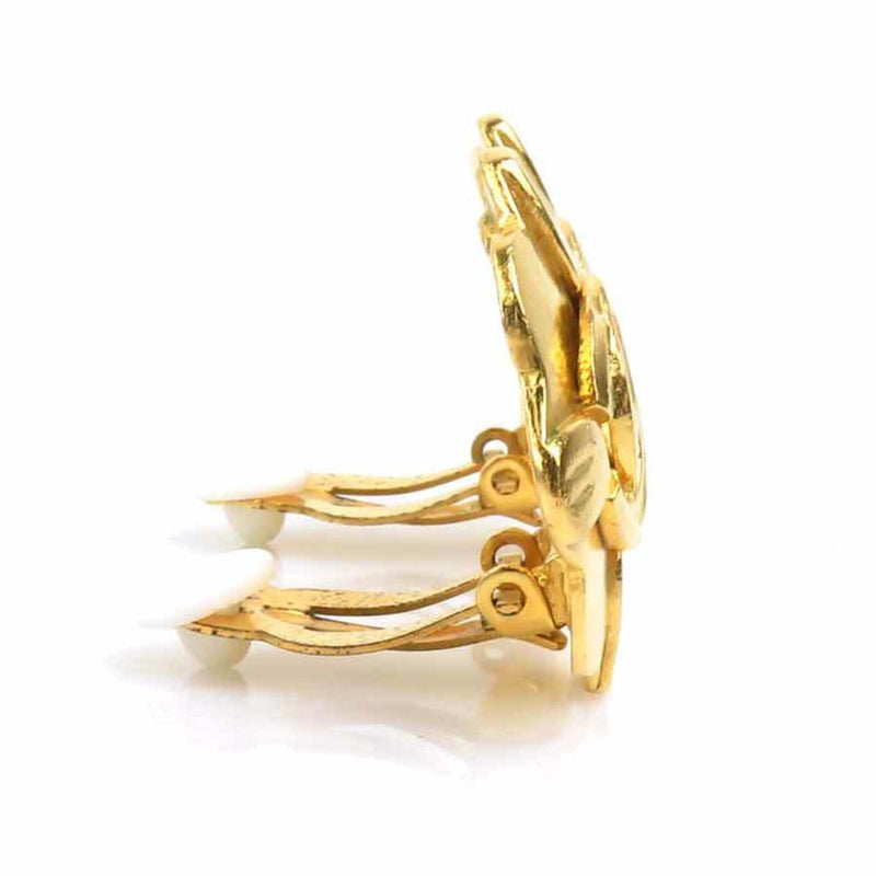 Cc Logo Clip-On Earrings Gold-Tone Metal