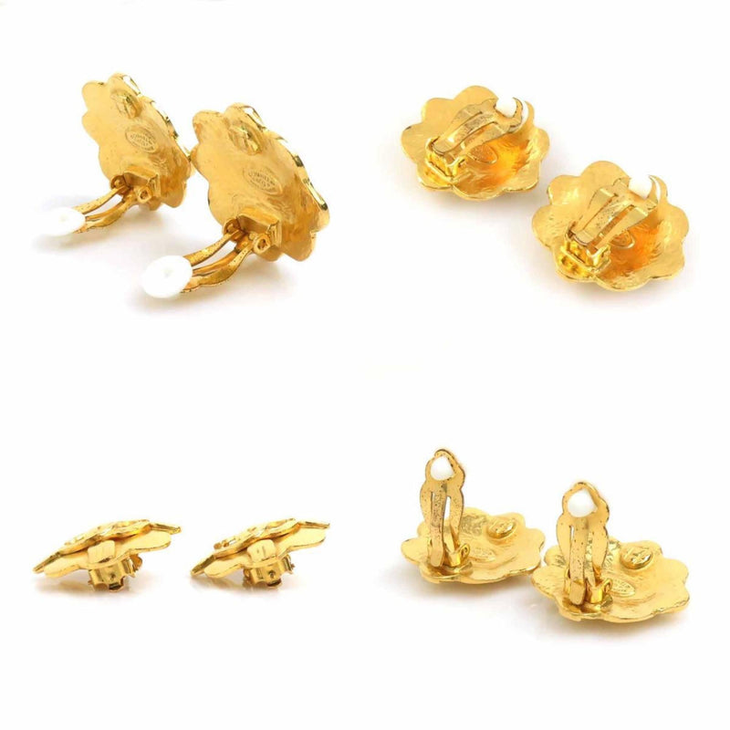 Cc Logo Clip-On Earrings Gold-Tone Metal