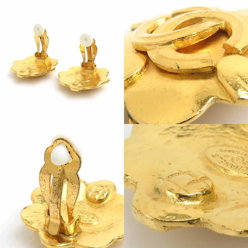 Cc Logo Clip-On Earrings Gold-Tone Metal