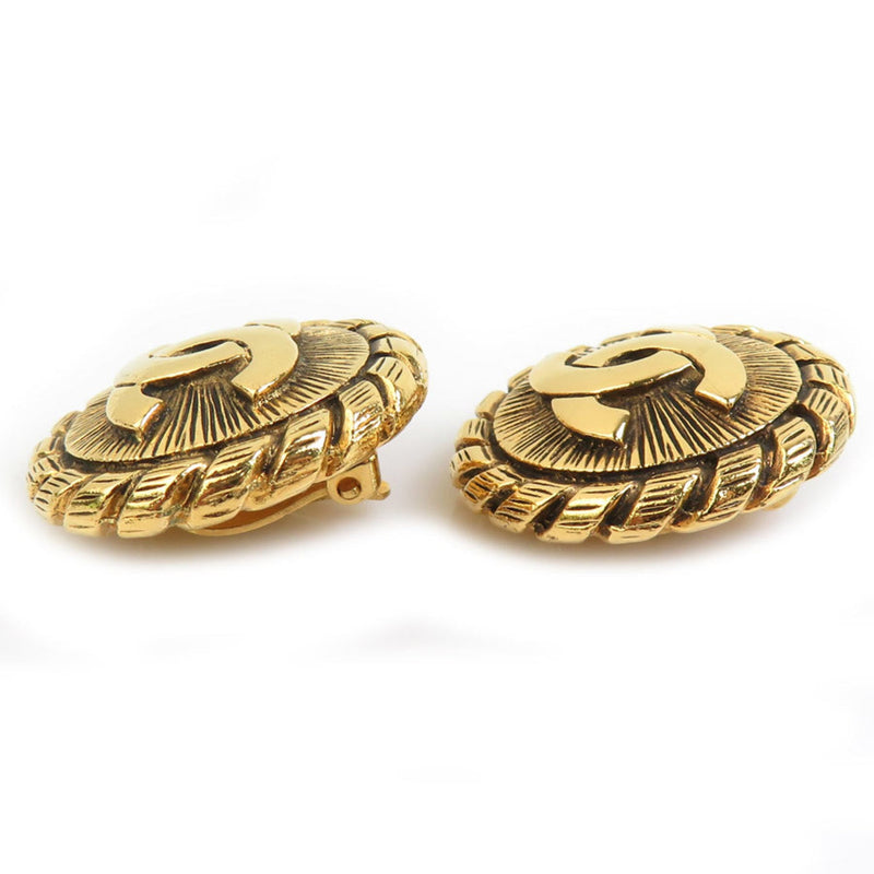 Cc Logo Clip-On Earrings Gold-Tone Metal