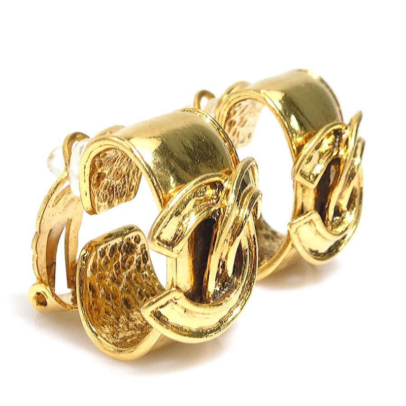 Cc Logo Clip-On Earrings Gold-Tone Metal