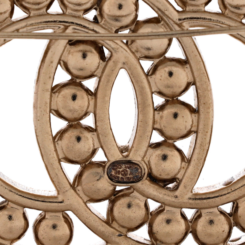 Cc Brooch Metal With Faux Pearls