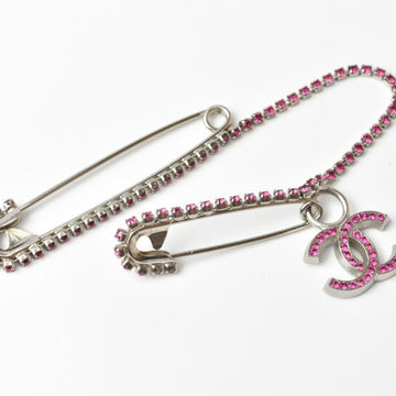 Brooch Brass Silver And Rhinestone