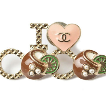 Chanel Brooch Brass Brown And Gold