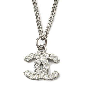 Chanel Cc Logo Pendant Necklace Silver-