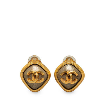 Chanel Cc Logo Earrings Metal Gold-Tone