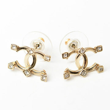 Chanel Earrings Rhinestone Gold-Tone