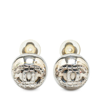 Cc Logo Ball Clip-On Earrings Silver-