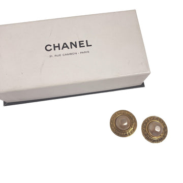 Chanel Earrings Pearl Gold-Tone Metal