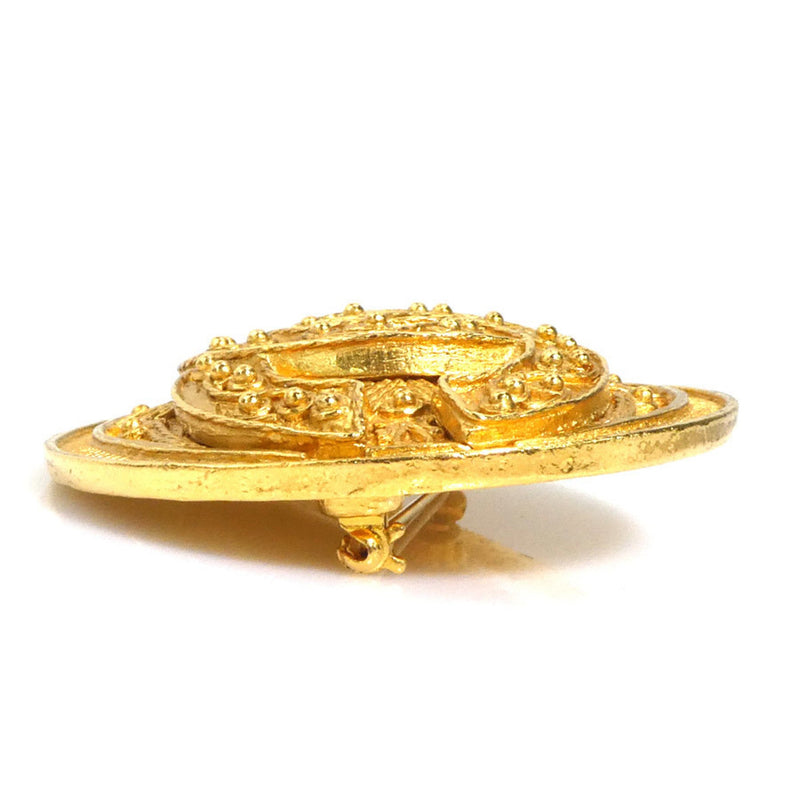 Cc Logo Brooch Gold-Tone Metal