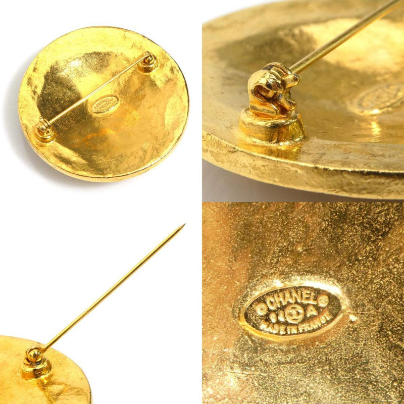 Cc Logo Brooch Gold-Tone Metal