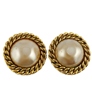 Clip-On Earrings Pearl Gold-Tone