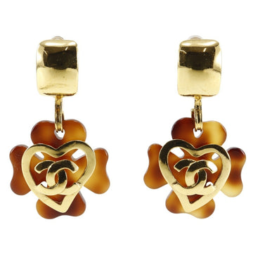 Chanel Cc Logo Heart Clover Earrings