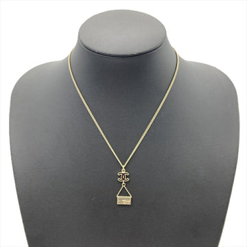 Cc Logo Pendant Necklace Gold-Tone Metal