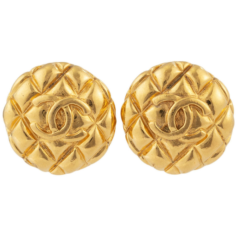 Matelasse Round Clip-On Earrings Metal