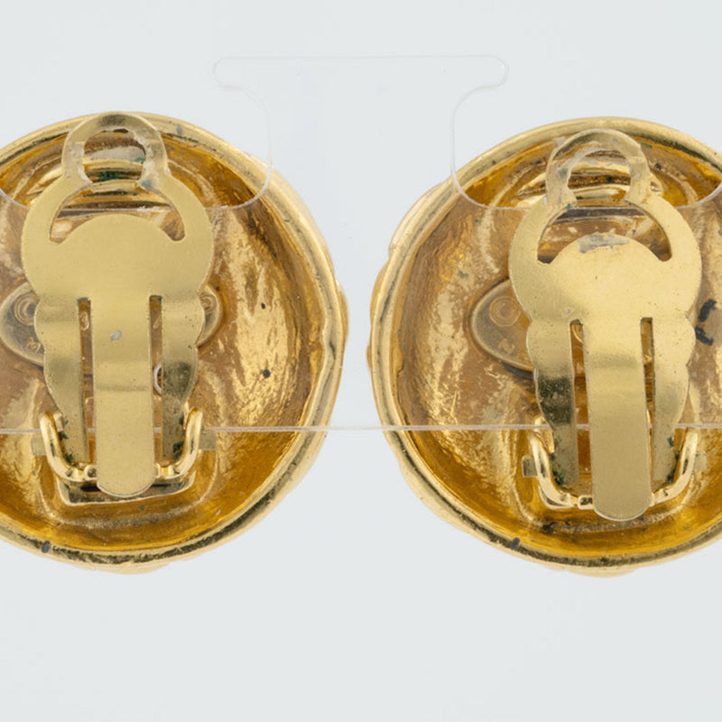 Matelasse Round Clip-On Earrings Metal