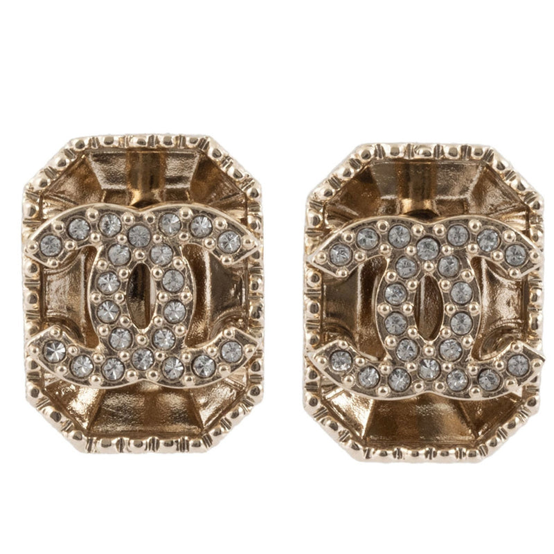 Earrings Rhinestone Gold-Tone Metal