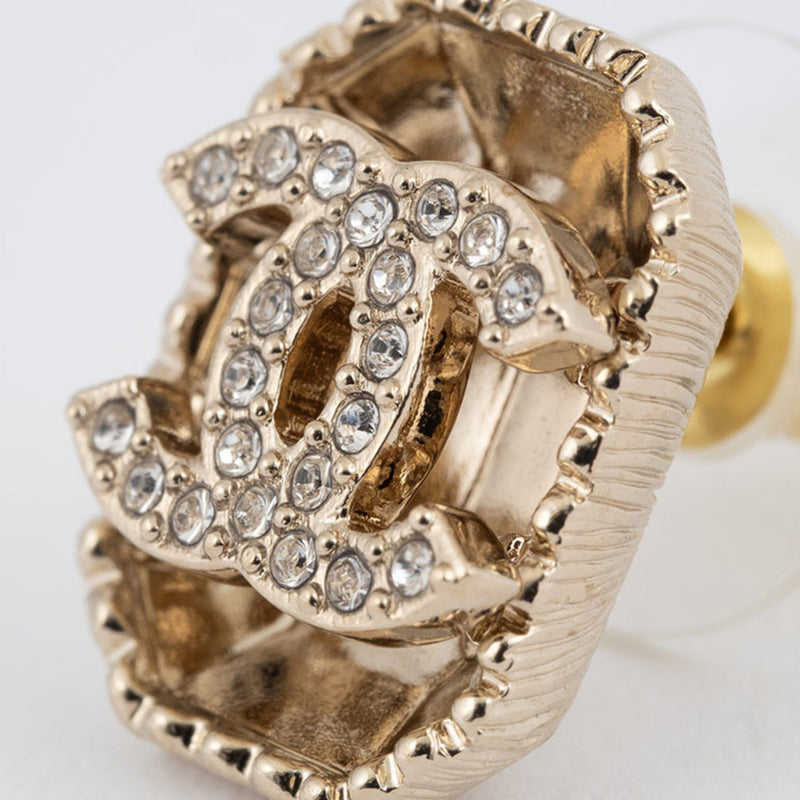 Earrings Rhinestone Gold-Tone Metal