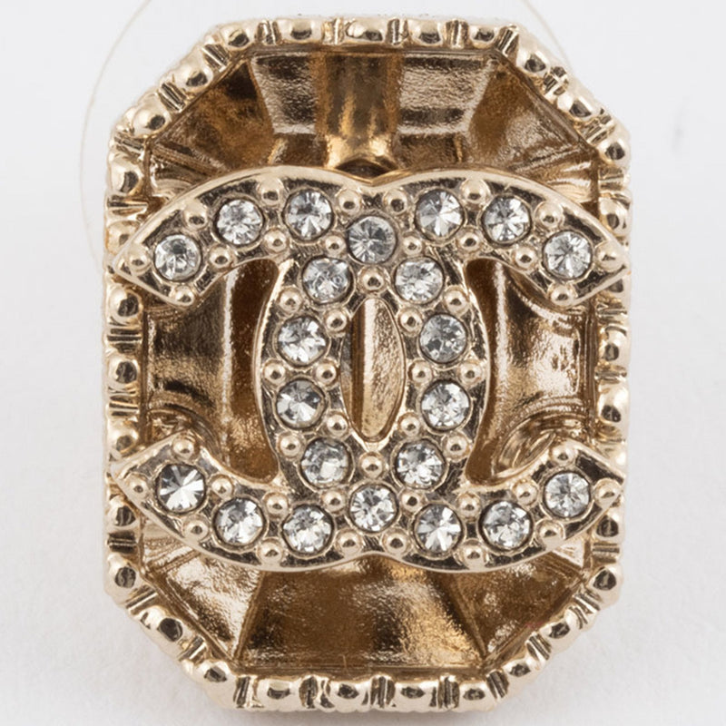 Earrings Rhinestone Gold-Tone Metal