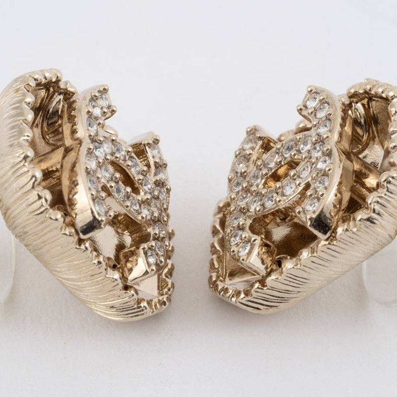 Earrings Rhinestone Gold-Tone Metal