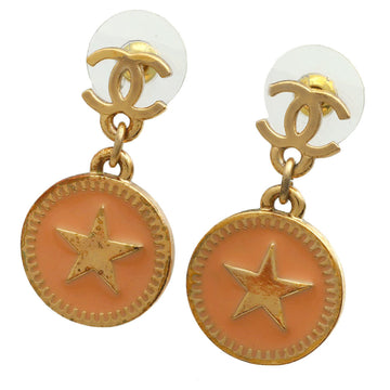 Cc Logo Stud Star Earrings Metal Gold-