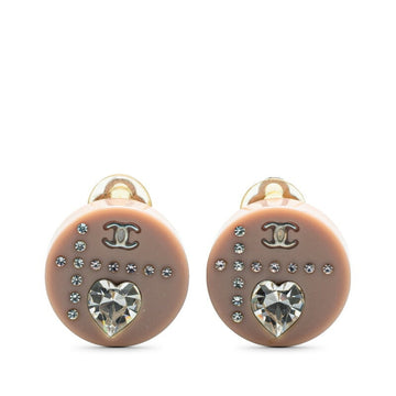 Cc Logo Heart Clip-On Earrings Silver-