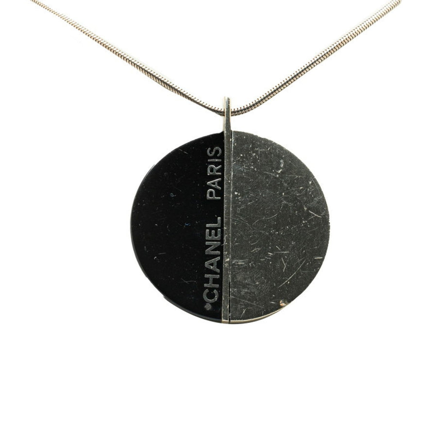 Chanel Pendant Necklace Black And Silver