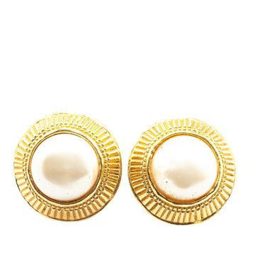 Clip-On Earrings Pearl Gold-Tone