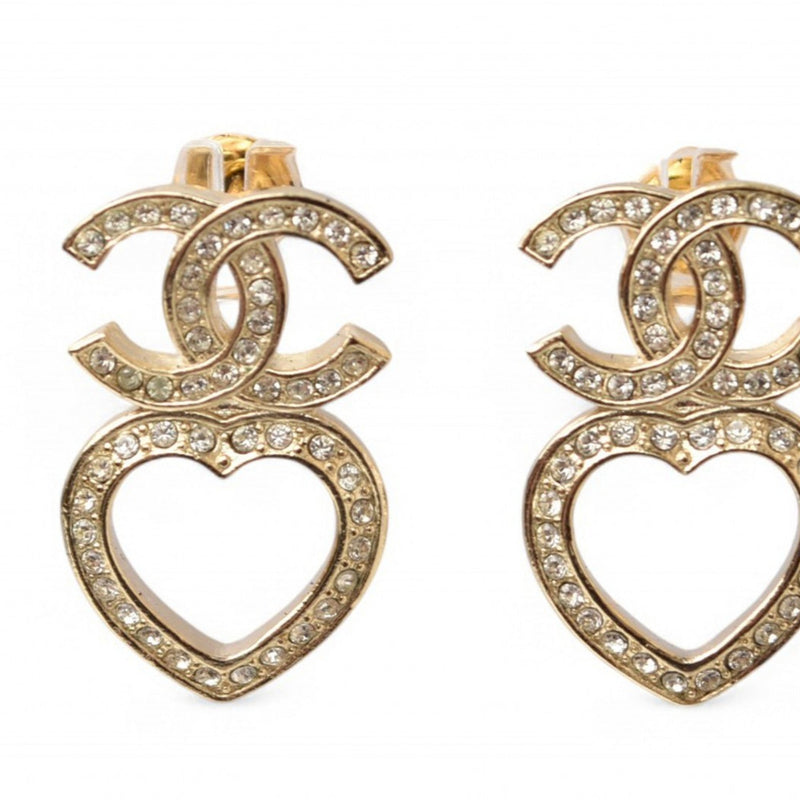 Earrings Rhinestone Gold-Tone Metal