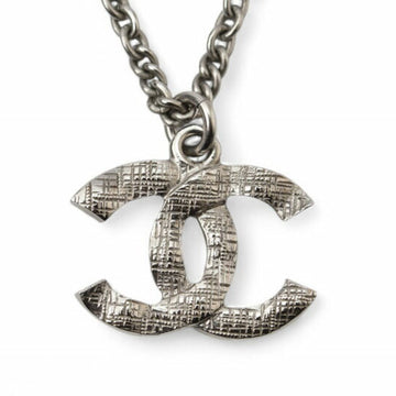 Chanel Cc Logo Pendant Necklace Silver-