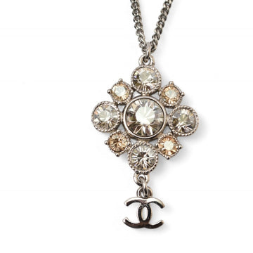 Cc Logo Pendant Necklace Silver-Tone