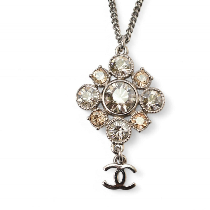 Cc Logo Pendant Necklace Silver-Tone