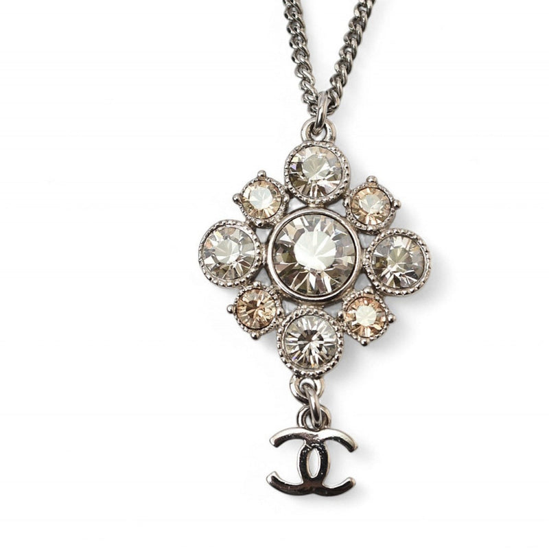 Cc Logo Pendant Necklace Silver-Tone