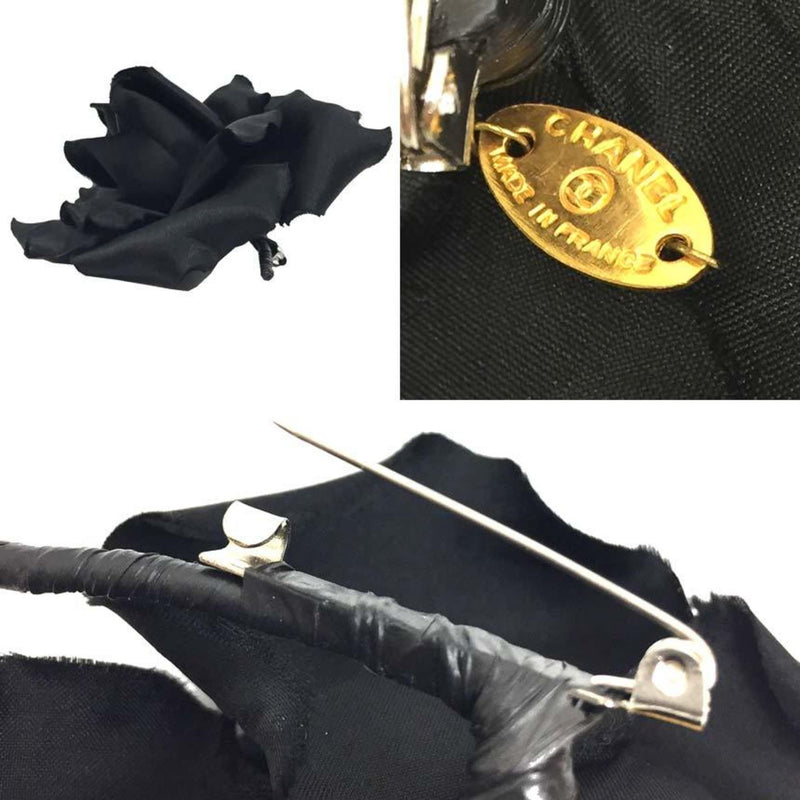 Corsage Brooch Satin And Silk Black