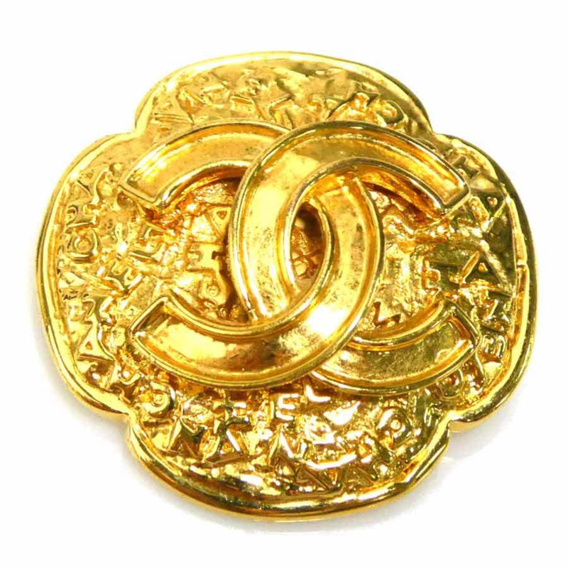 Cc Logo Brooch Gold-Tone Metal