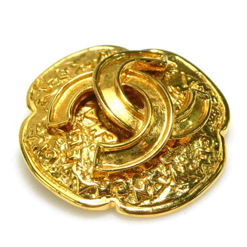 Cc Logo Brooch Gold-Tone Metal