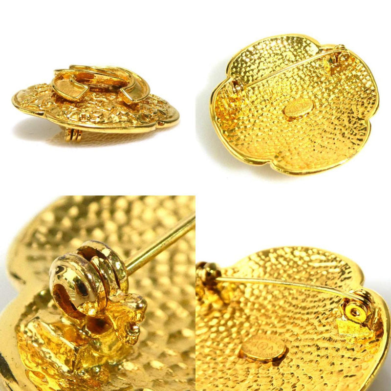 Cc Logo Brooch Gold-Tone Metal