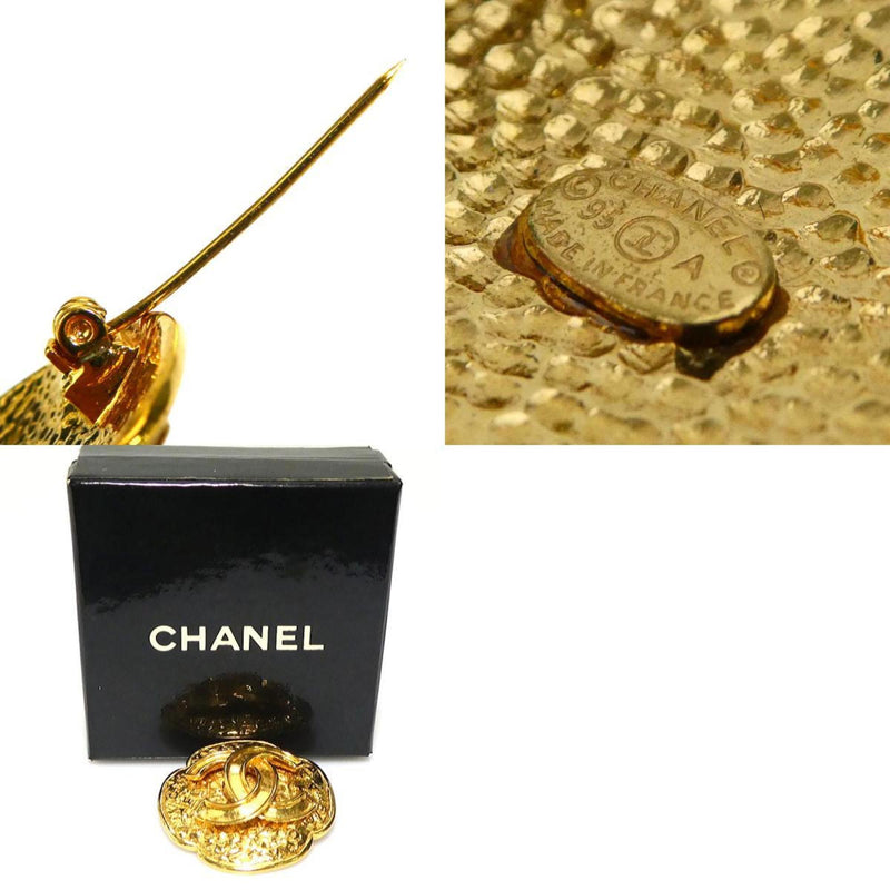 Cc Logo Brooch Gold-Tone Metal