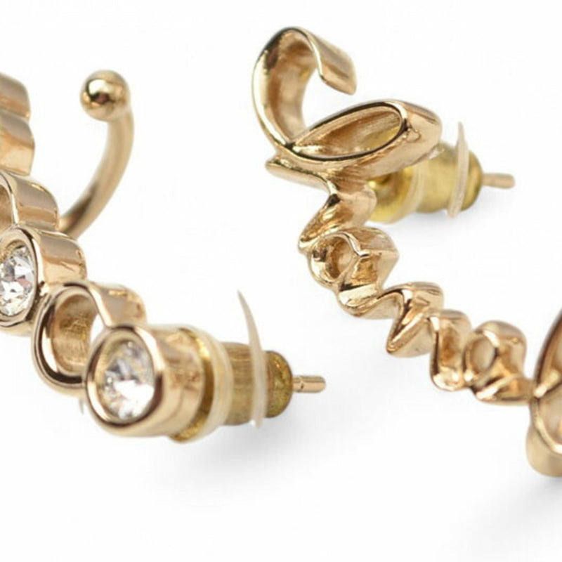 Earrings Rhinestone Gold-Tone Metal